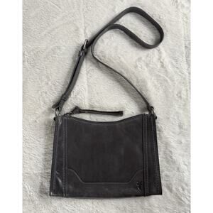 Frye Melissa Leather Zip Crossbody Bag - Carbon Gray EUC